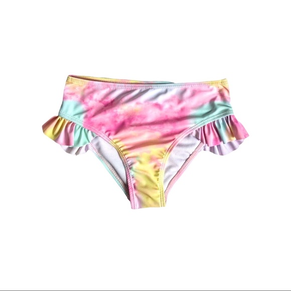 NWT Nicole Miller Girl’s 2 Piece Tie Dyed Swimsuit with Sequined Sunflower - Picture 3 of 14
